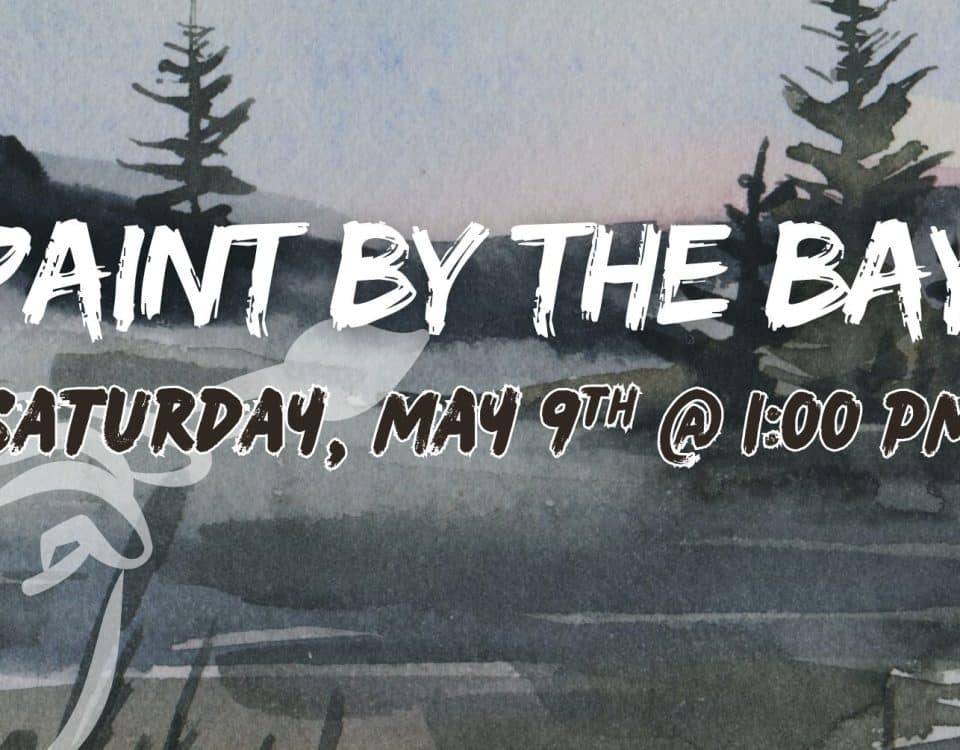 Paint By the Bay waterfront painting event featuring Delaware Bay landscape with trees and shoreline